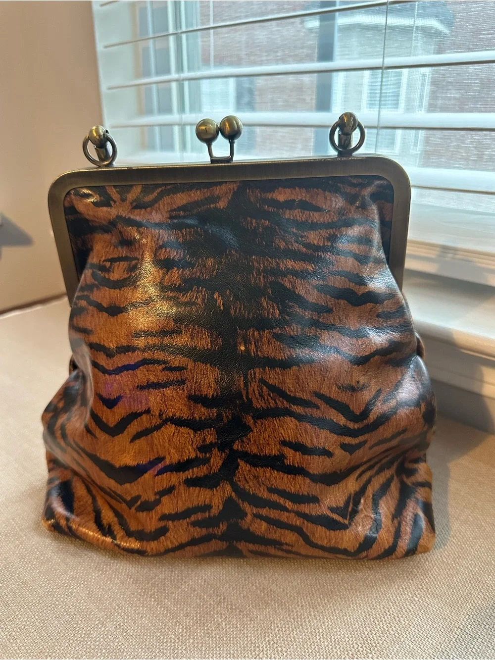 Patricia Nash Novella Frame Bag Tiger Print Leather